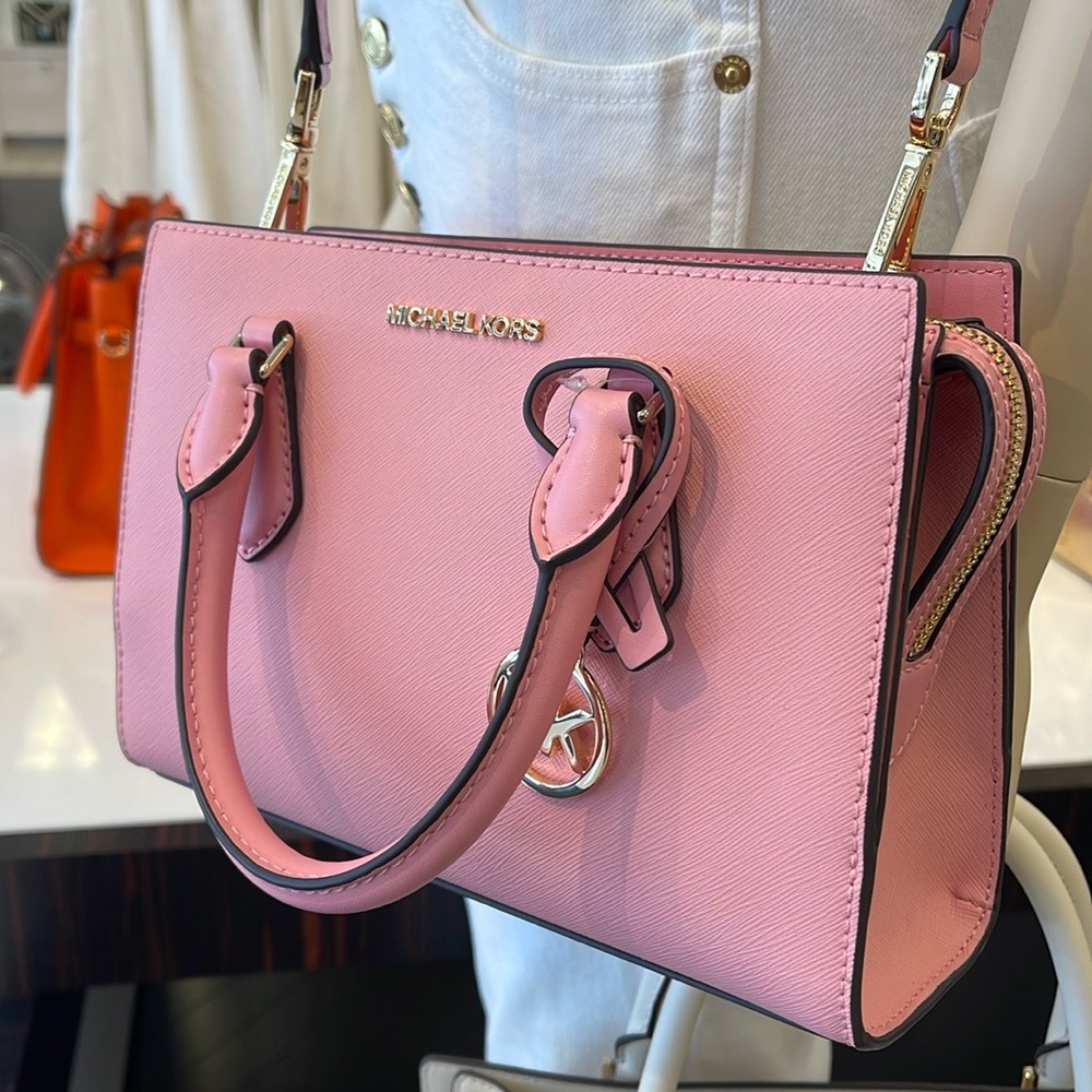 MICHAEL KORS
Sheila Small Faux Saffiano Leather Satchel Crossbody 
Carnation
NWT - Picture 6 of 16